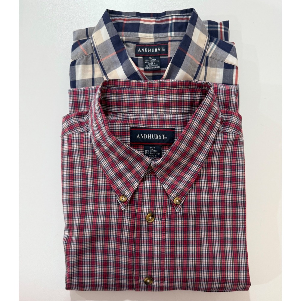 Andhurst XLT Mens Plaid Button Up Short Sleeve Shirt Bundle (2)  XL Tall (84)